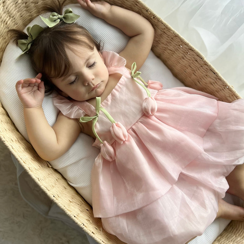 Spring Tulip Puff Frill Dress - Pink - Fox Baby & Co