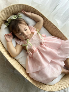 Spring Tulip Puff Frill Dress - Pink
