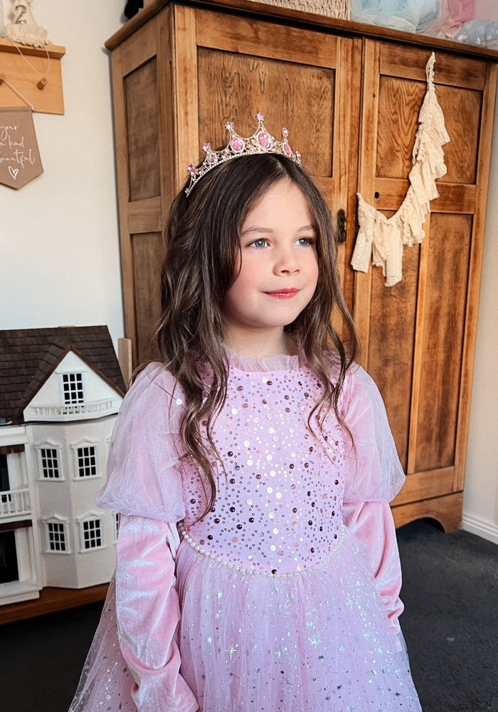 Aurora luxe Sparkle Princess Long Sleeve Party Dress - Pink - Fox Baby & Co