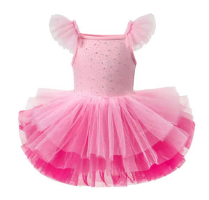 Luxe Ballerina Sparkle Tulle Tutu Leotard - Pink