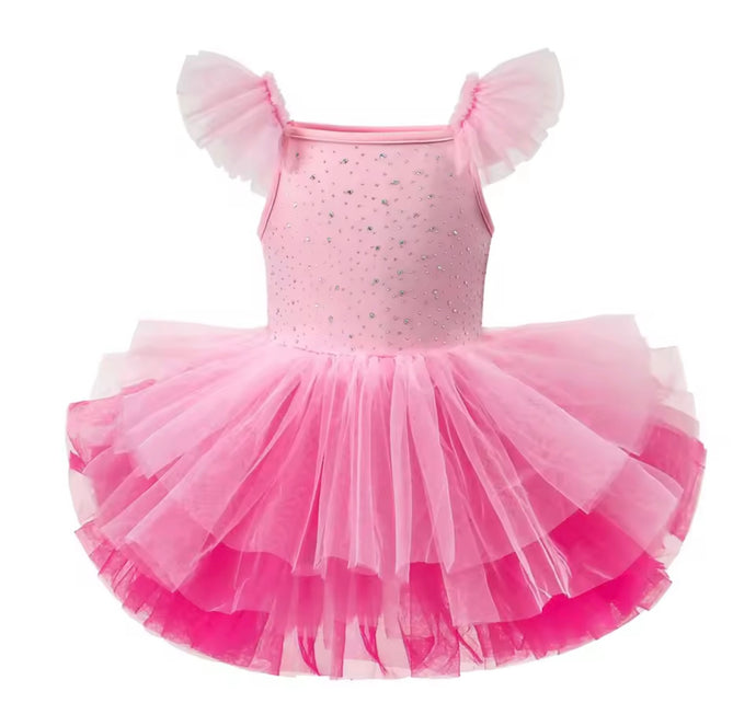 Luxe Ballerina Sparkle Tulle Tutu Leotard - Pink