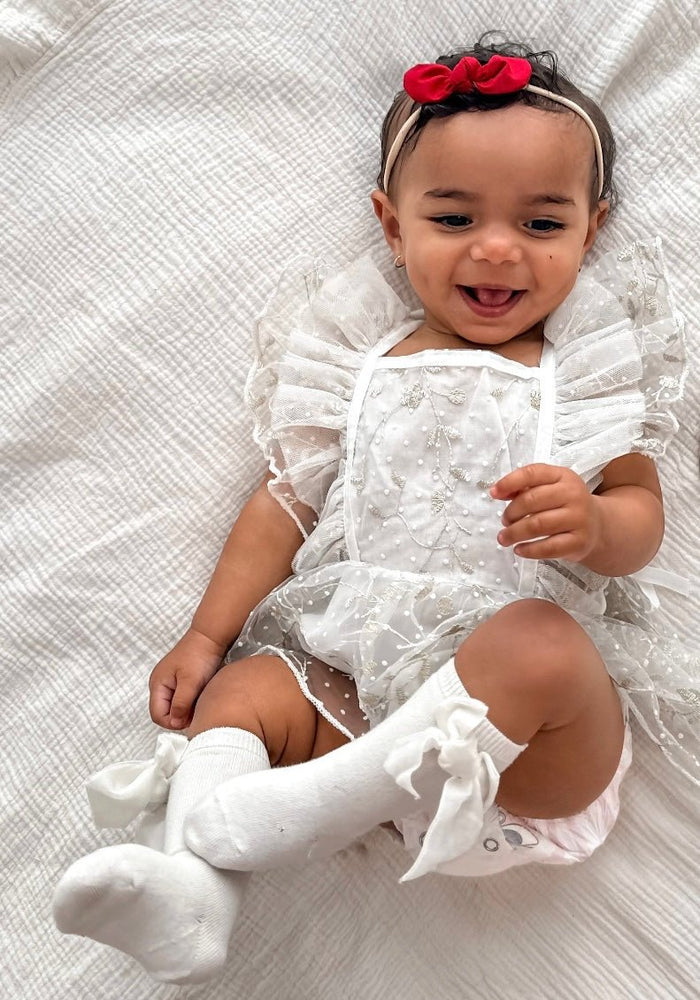 White Christmas Sparkle Frill Romper - Fox Baby & Co