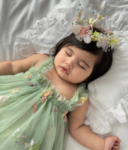 Arabella Garden Floral Tulle Birthday Dress - Sage Green - Fox Baby & Co