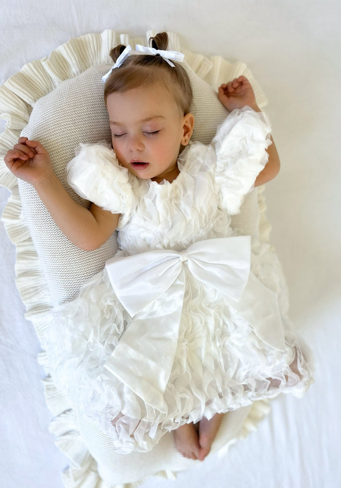 Kids little girls White Ruffle Flowergirl Luxe Party Dress (pre order) - Fox Baby & Co
