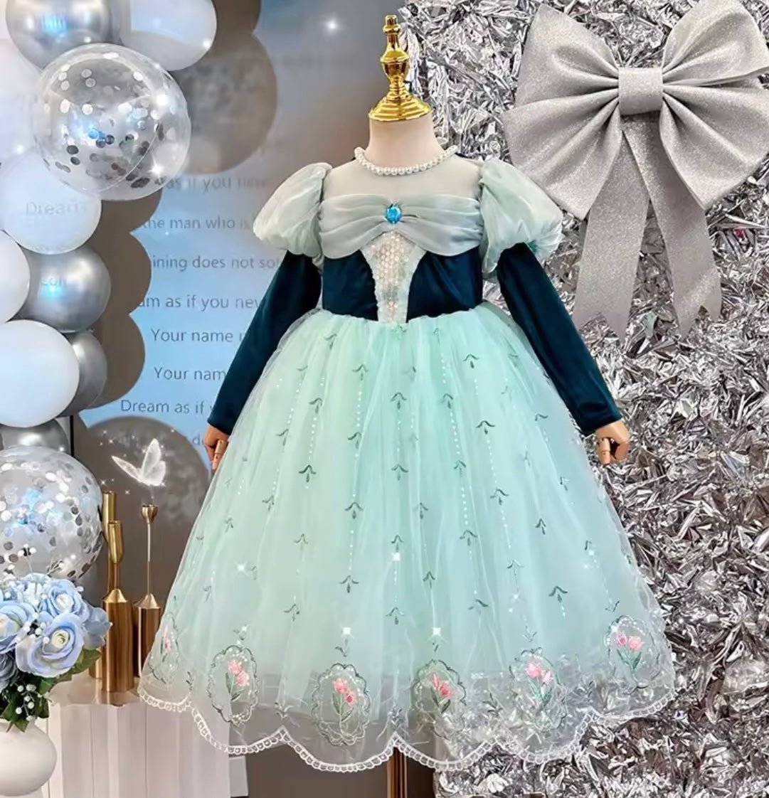 Enchanted Anna Princess Long Sleeve Birthday Party Dress Costume