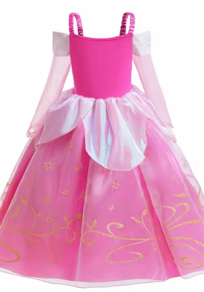 Magical Aurora Pink Princess Long Sleeve Party Dress Costume - Fox Baby & Co