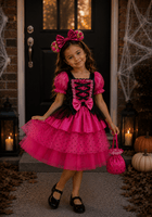 Load image into Gallery viewer, Witch Halloween Dress Costume, Headband &amp; Bag - Pink - Fox Baby &amp; Co

