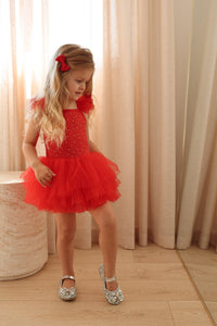 Luxe Ballerina Christmas Sparkle Tulle Tutu Leotard - Red - Fox Baby & Co