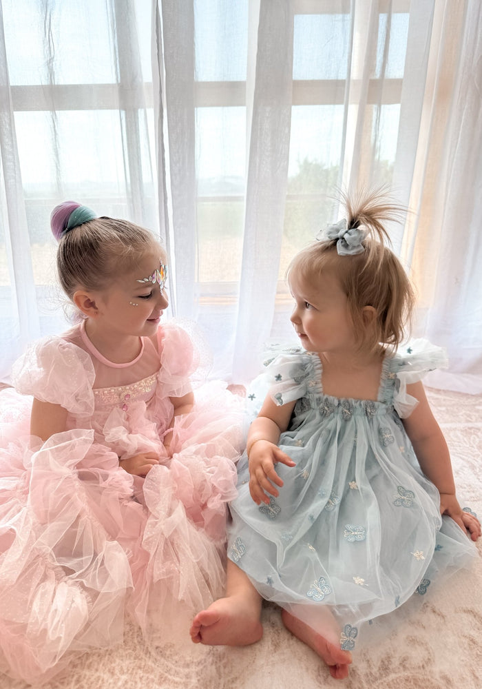 Whimsical Butterfly Fairy Tulle Birthday Dress - Blue - Fox Baby & Co