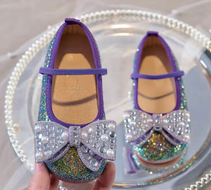 Mermaid Luxe Bow Princess Ballerina Ballet Flat Shoes (pre order) - Purple/ Green