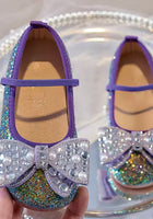 Load image into Gallery viewer, Mermaid Luxe Bow Princess Ballerina Ballet Flat Shoes (pre order) - Purple/ Green
