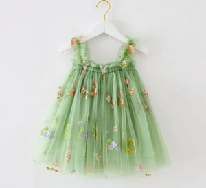 Arabella Garden Floral Tulle Birthday Dress - Sage Green - Fox Baby & Co