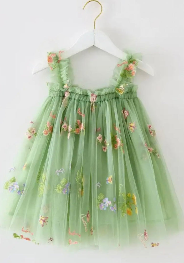 Arabella Garden Floral Tulle Birthday Dress - Sage Green - Fox Baby & Co