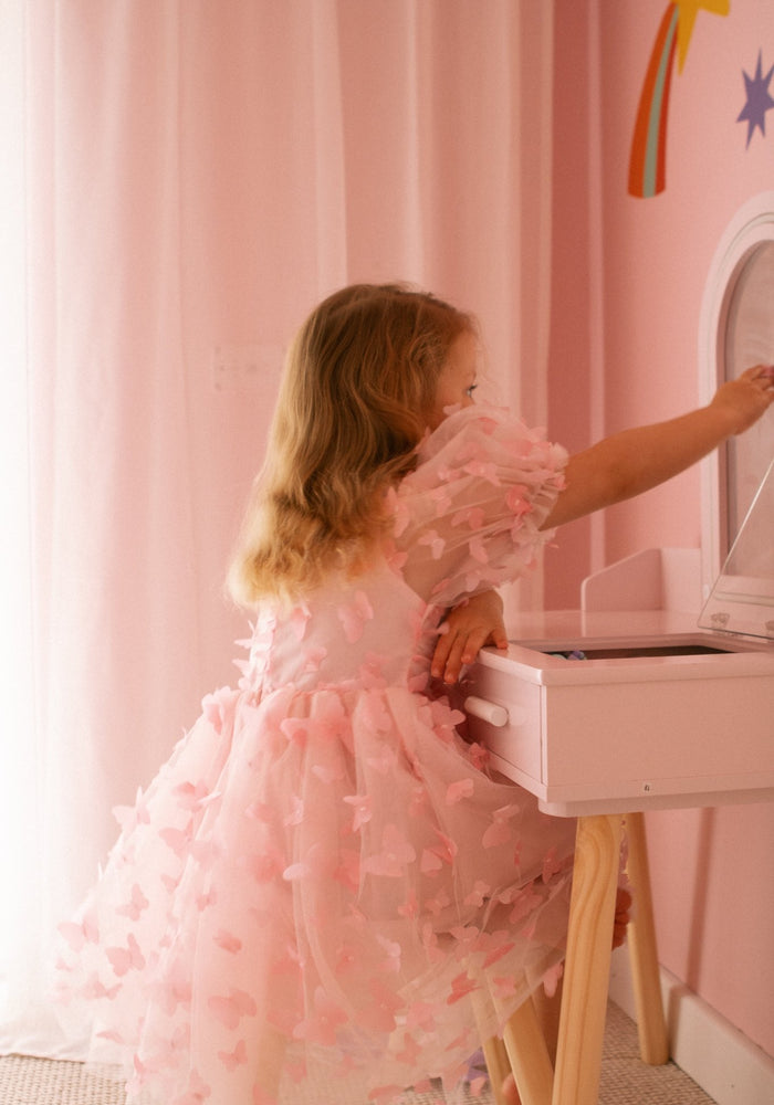 Kids girls Tea Party Butterfly Tulle Dress - Pink - Fox Baby & Co