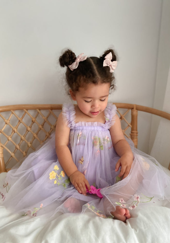 Arabella Garden Floral Tulle Birthday Dress - lilac - Fox Baby & Co