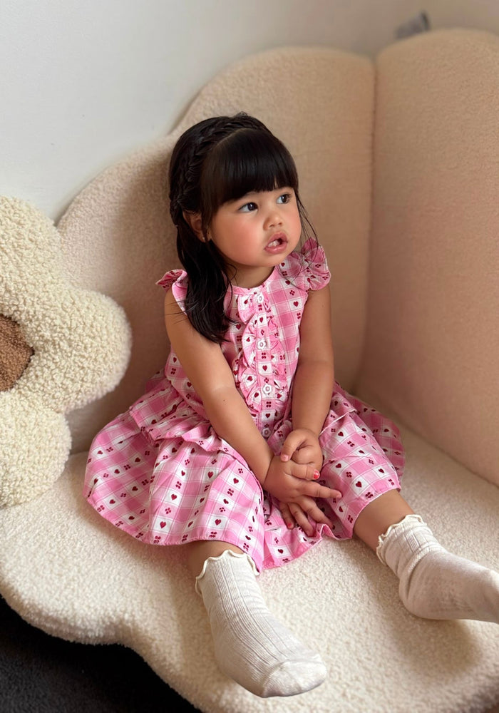 Gingham Pink Heart Dress (pre order) - Fox Baby & Co