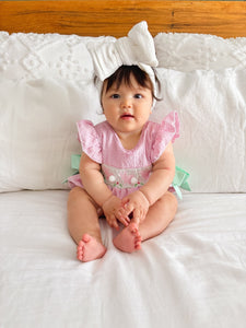 Easter Gingham Bow Romper - Pink (pre order) - Fox Baby & Co