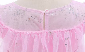 Pink Snowflake Princess Birthday Party Dress Costume with cape
