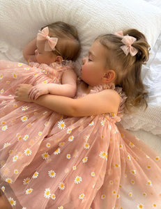 1st Birthday Kids little girl Arabella Daisy Tulle Dress -Pink/Yellow