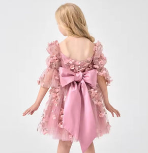 Flowergirl Sparkle Wonderland Long Sleeve Luxe Tulle Dress - Dusty Rose - Fox Baby & Co