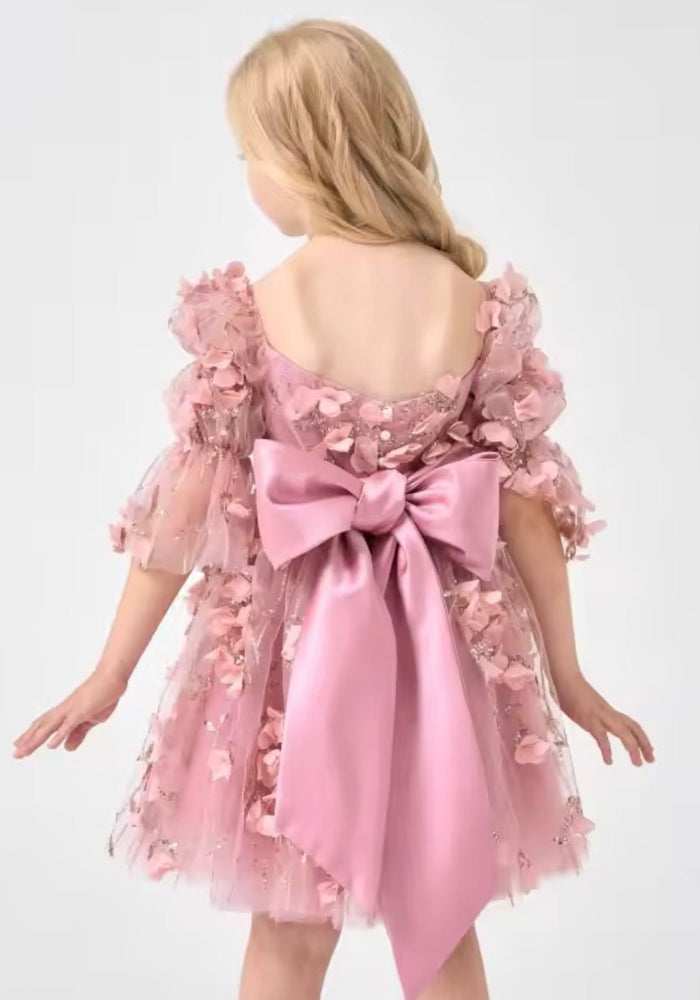 Flowergirl Sparkle Wonderland Long Sleeve Luxe Tulle Dress - Dusty Rose - Fox Baby & Co