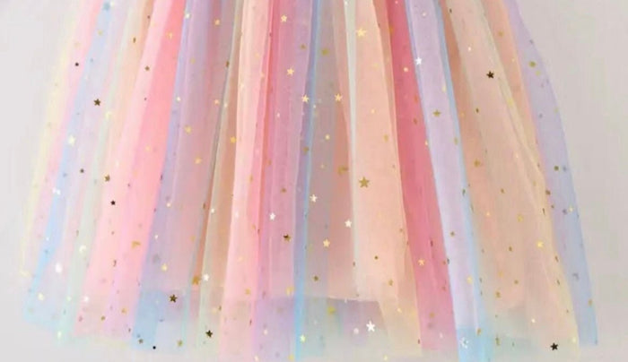 1st Birthday Kids little girls Arabella Tulle Fairy Birthday Dress - Bright Rainbow - Fox Baby & Co