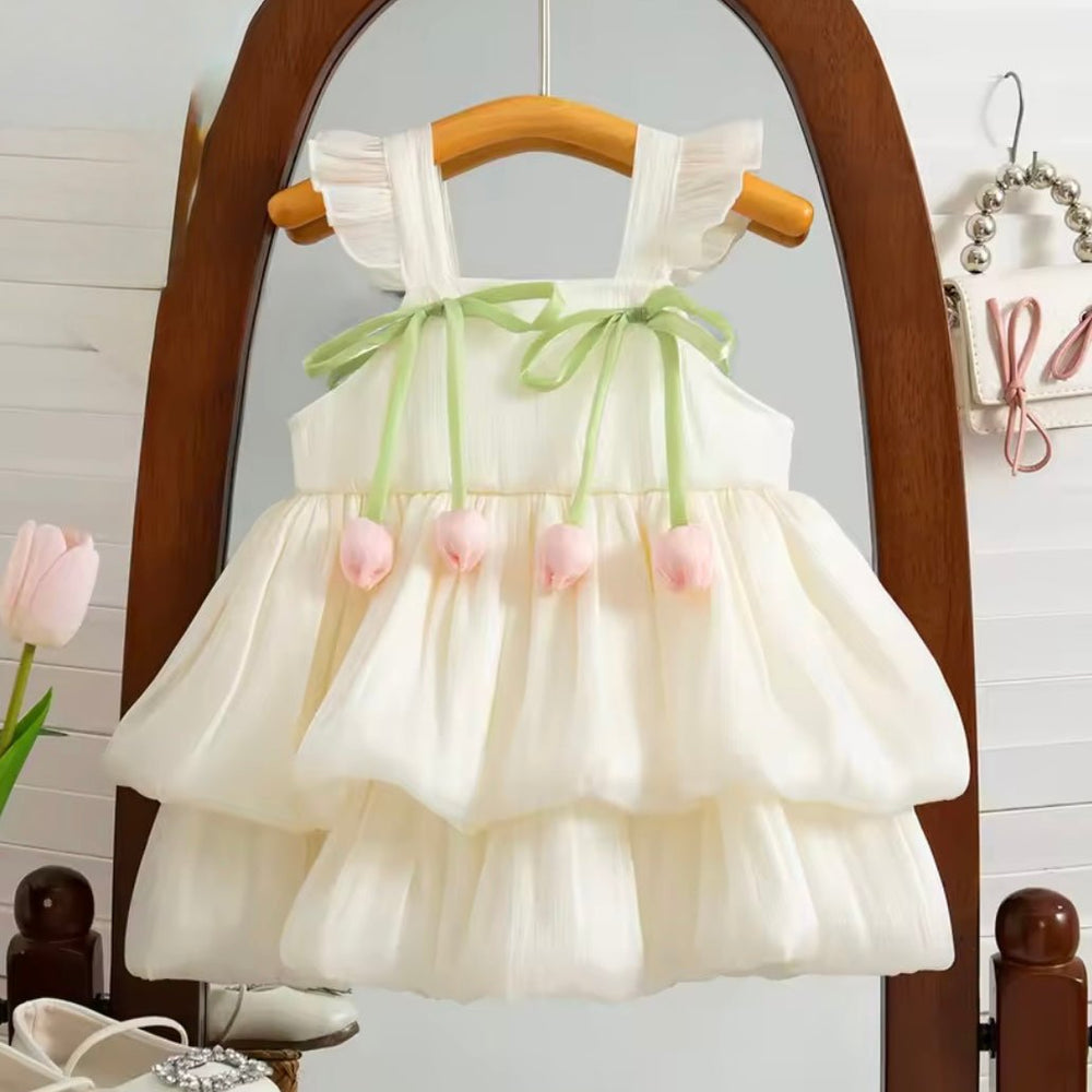 Spring Tulip Puff Frill Dress (pre order) - Fox Baby & Co