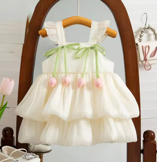 Spring Tulip Puff Frill Dress (pre order) - Fox Baby & Co
