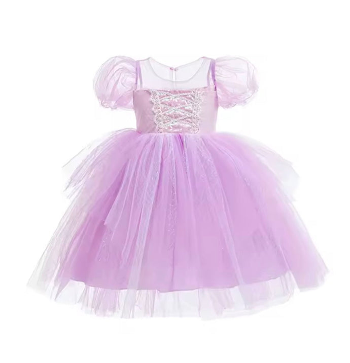Whimsical Rapunzel Princess Puff Sleeve Party Dress Costume - Fox Baby & Co