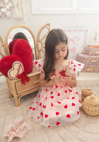 Load image into Gallery viewer, Girl Valentine Bow Big Heart Tulle Dress - Pink - Fox Baby &amp; Co

