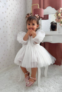 Bella Little Girls Flower Girl Tulle Dress - White (pre order) - Fox Baby & Co