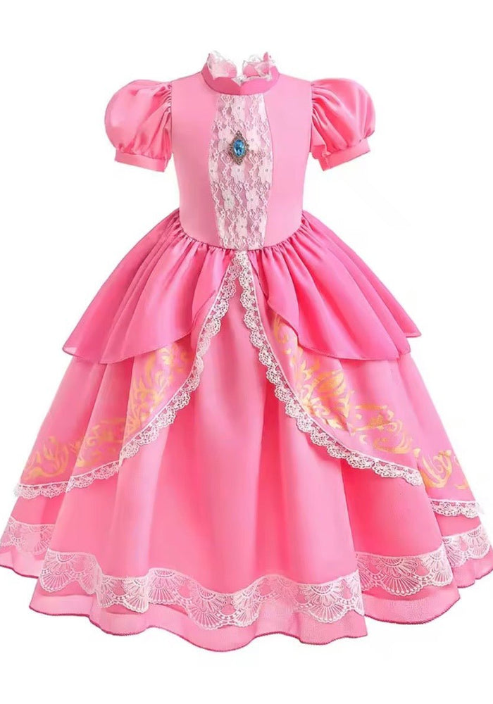 Princess Peach Inspired Lace Luxe Dress & Accessories Set 🍑👑✨ - Fox Baby & Co