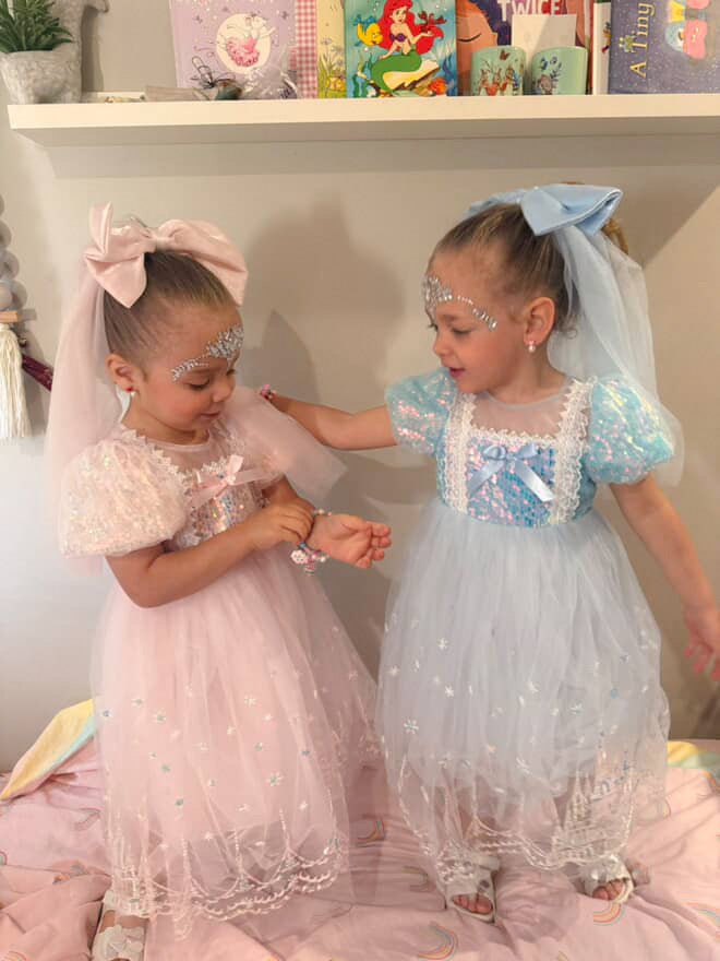 Enchanting Royal Princess Dress Cosplay Costume & Tulle Bow Clip - Fox Baby & Co