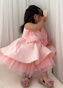 Acacia Oversized Bow Luxe Little Girls Party Dress - Pink (pre order) - Fox Baby & Co