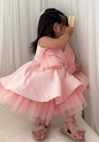 Load image into Gallery viewer, Acacia Oversized Bow Luxe Little Girls Party Dress - Pink (pre order) - Fox Baby &amp; Co
