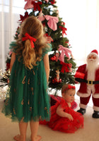 Load image into Gallery viewer, Candy Cane Christmas Little Girls Tulle Dress - Green - Fox Baby &amp; Co
