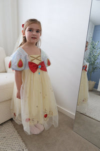 Luxe Snow White Princess Sparkle Party Dress Costume & Tulle Clip - Fox Baby & Co