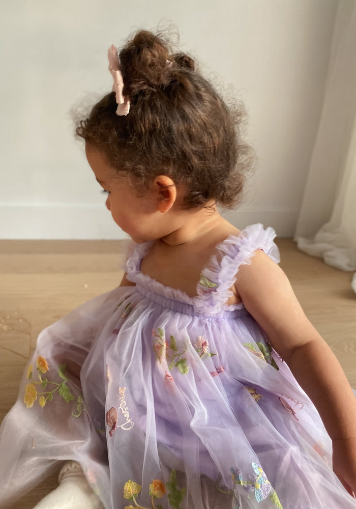 Arabella Garden Floral Tulle Birthday Dress - lilac - Fox Baby & Co