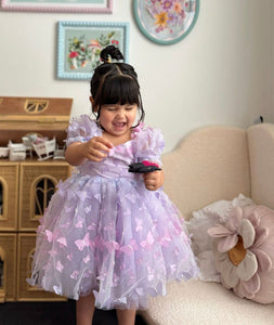 Kids girls Tea Party Butterfly Tulle Dress - Purple - Fox Baby & Co