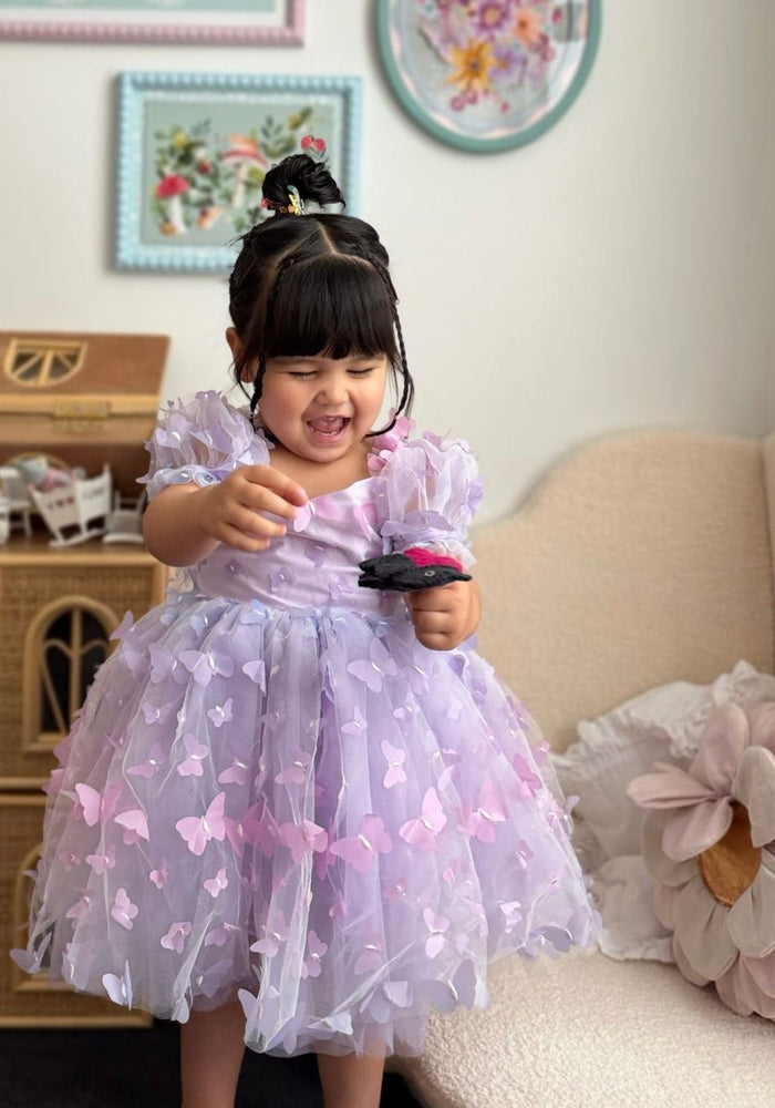 Kids girls Tea Party Butterfly Tulle Dress - Purple - Fox Baby & Co