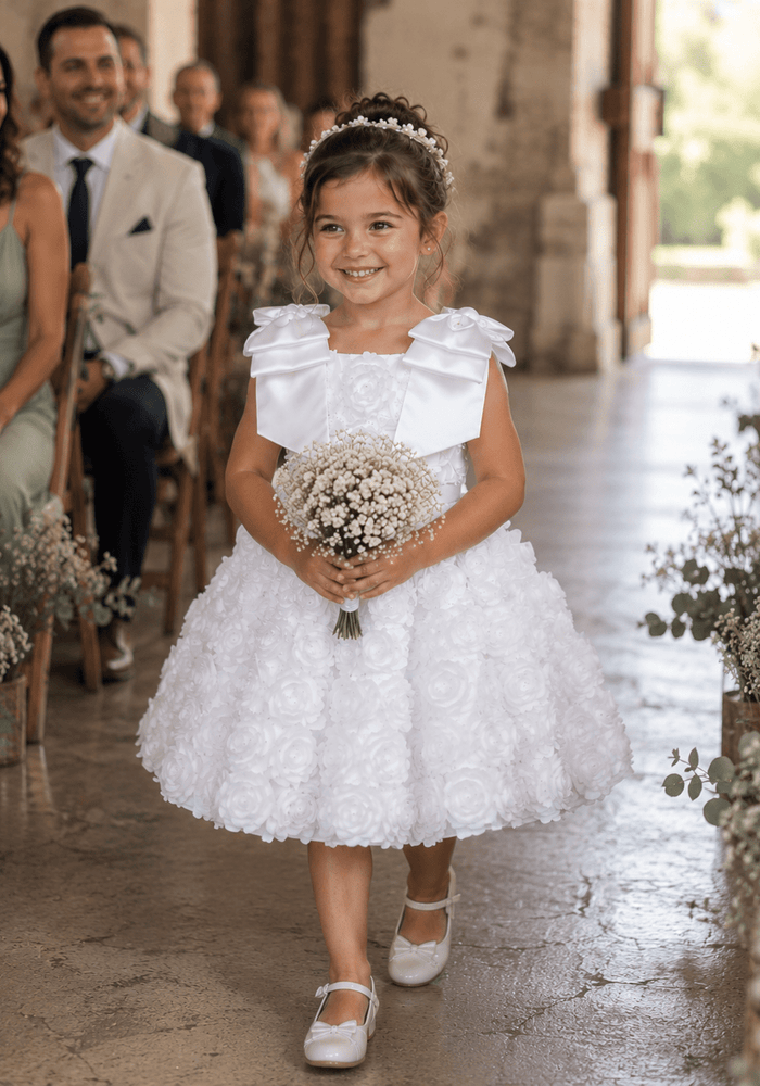 Ophelia Bloom Flower Girl Dress - White