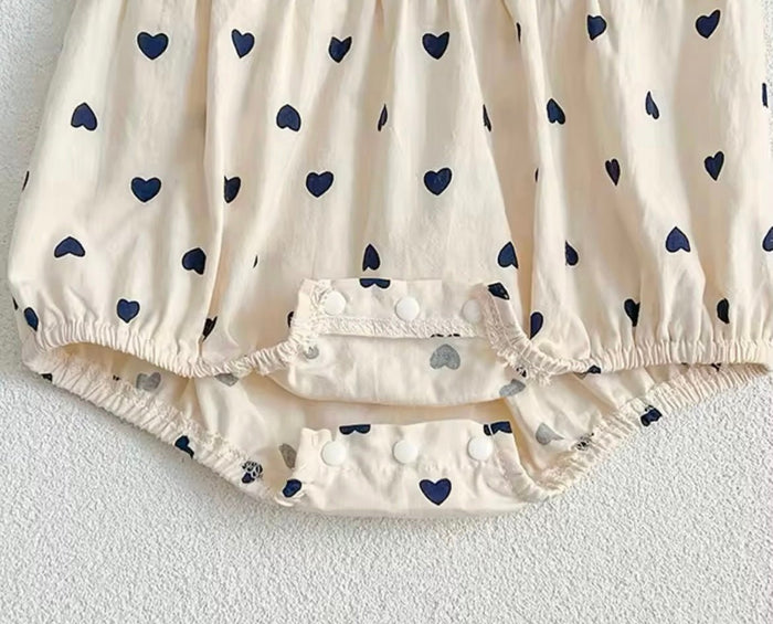 Baby Girls French Heart Luxe Romper - Black/Ivory (pre order) - Fox Baby & Co