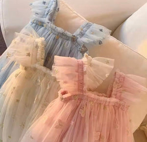 Whimsical Butterfly Fairy Tulle Birthday Dress - Blue - Fox Baby & Co