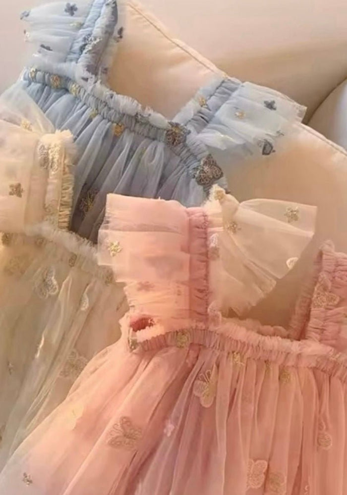 Whimsical Butterfly Fairy Tulle Birthday Dress - Blue - Fox Baby & Co