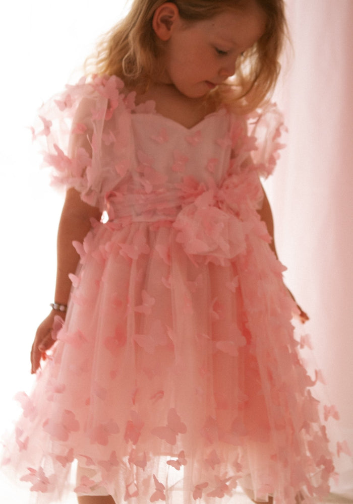 Kids girls Tea Party Butterfly Tulle Dress - Pink - Fox Baby & Co