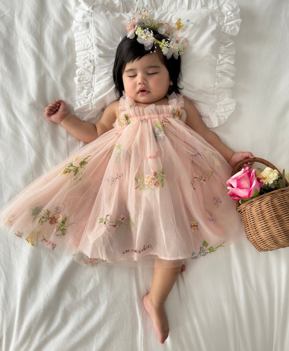 Arabella Garden Floral Tulle Birthday Dress - Pink - Fox Baby & Co