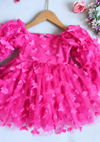 Load image into Gallery viewer, Flowergirl Butterfly Wonderland Long Sleeve Luxe Tulle Dress - Pink
