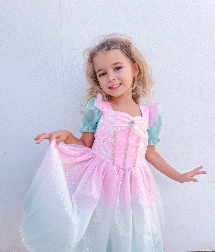 mermaid princess dress Rainbow Pastel Mermaid Princess Party Dress Costume – Fox Baby & Co
