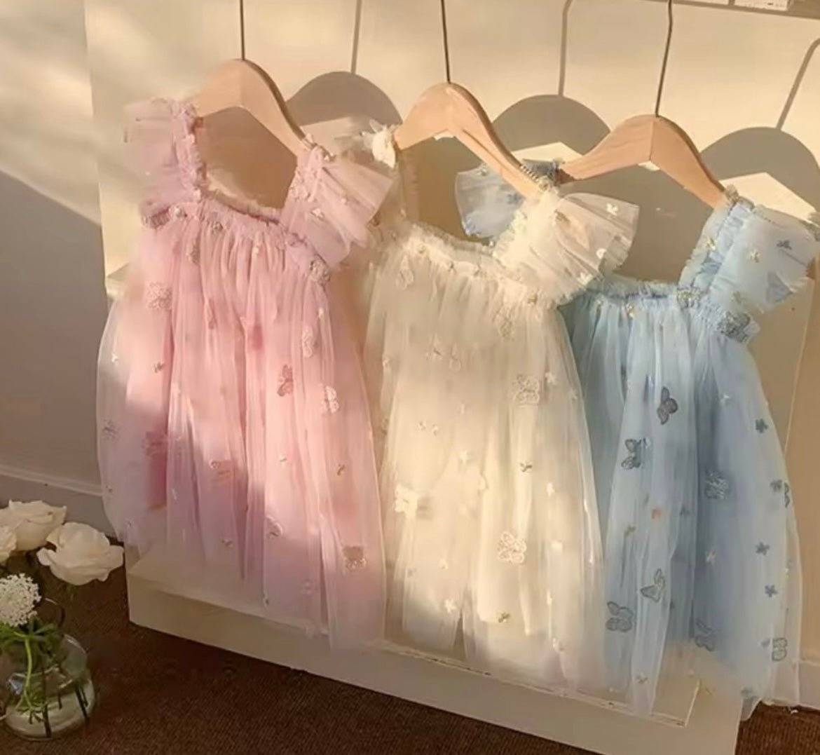 Whimsical Butterfly Fairy Tulle Birthday Dress - Blue - Fox Baby & Co