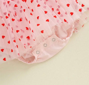 Baby Girls XOXO Tutu Tulle Romper - hearts